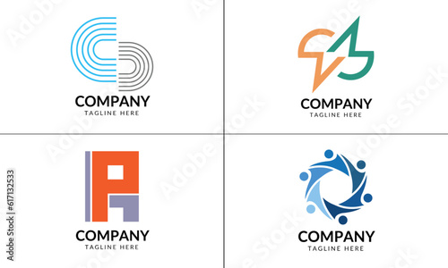 Business colorful greed logo set design.