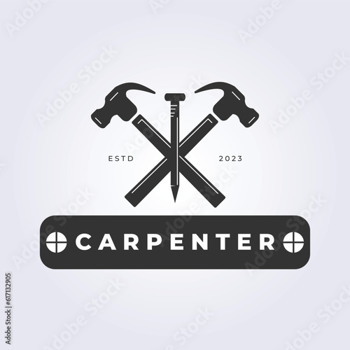 Simple logo vintage carpenter vector illustration design