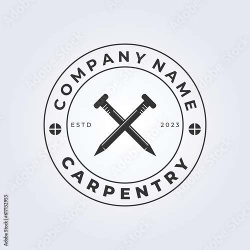 Simple emblem logo steel nails vector illustration design