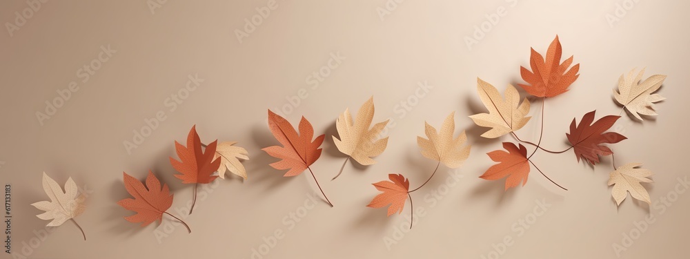 Fall seasonal background with paper autumn leaves Fall seasonal background with paper autumn leaves