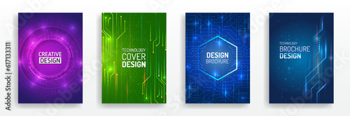 Brochure digital template. Abstract digital certificate, high-tech layout for presentation medicine and science. Modern posters are suitable for business webinars. Contemporary technology cover design