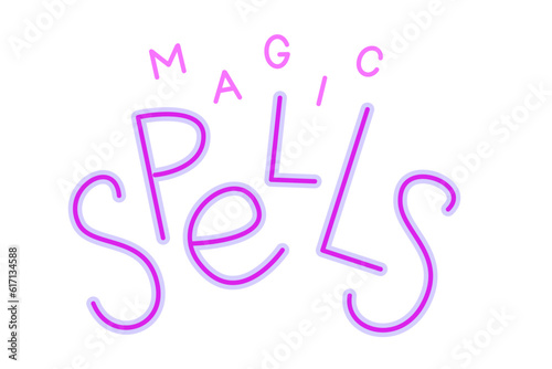 Magic Spells lettering.  Vector isolated composition