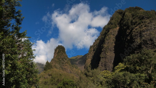 Beautiful green valley formation in Hawaii