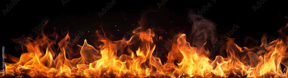Fire flames on a black background, fire flames, close up stock photo, flames against a black background Fire flames on a black background, fire flames, close up stock photo, flames against a black background