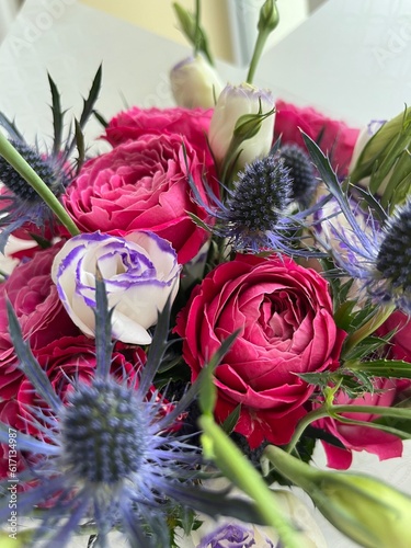 Beautiful bouquet with pink ranunculus flowers