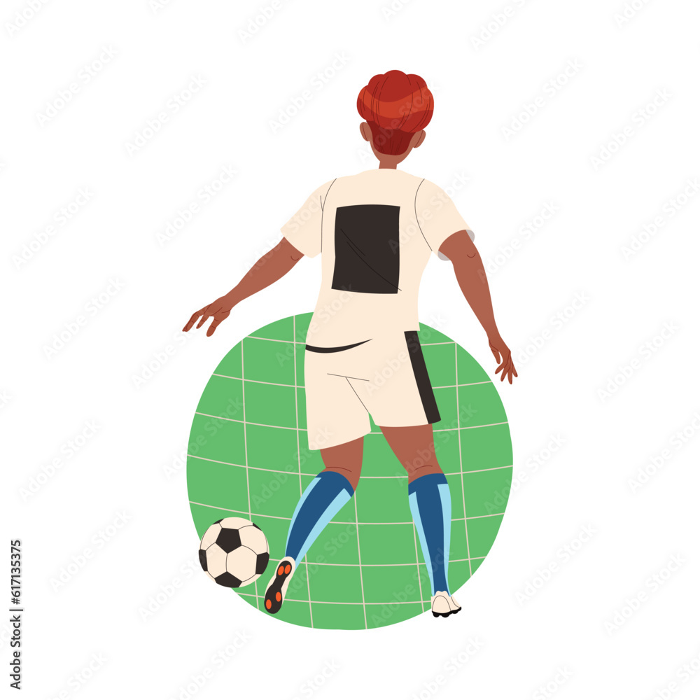 Man Football Player in Uniform Standing Between the Goalposts Vector Illustration