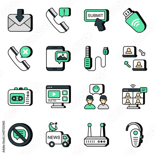 Pack of Communication and Conversation Flat Icons

