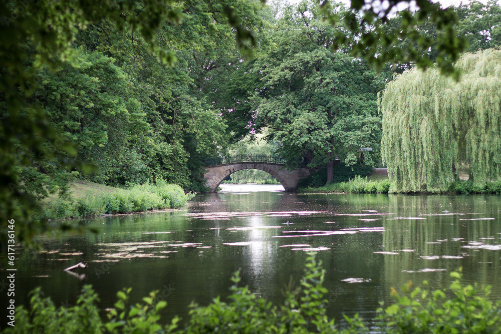 Ancient Pathways: Timeless Stone Bridge Over a Serene Park Lake Ancient Pathways: Timeless Stone Bridge Over a Serene Park Lake