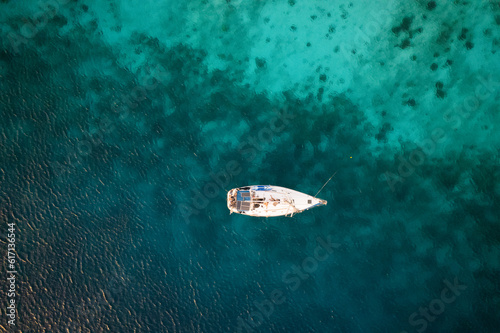 Sailboat at the Bonaire caribbean sea