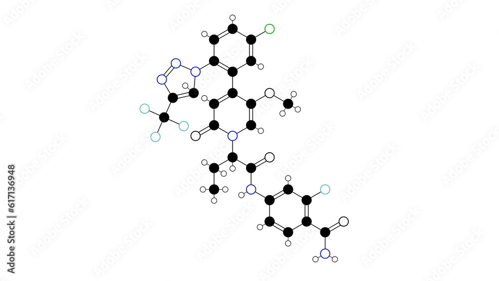 asundexian molecule, structural chemical formula, ball-and-stick model, isolated image inhibitor of factor xia asundexian molecule, structural chemical formula, ball-and-stick model, isolated image inhibitor of factor xia