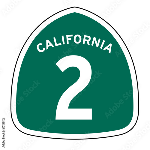 California State Route 2 sign, CA 2, isolated road sign vector, Angeles Crest Highway