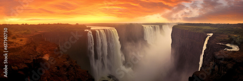 Victoria Falls panoramic view - Generative AI
