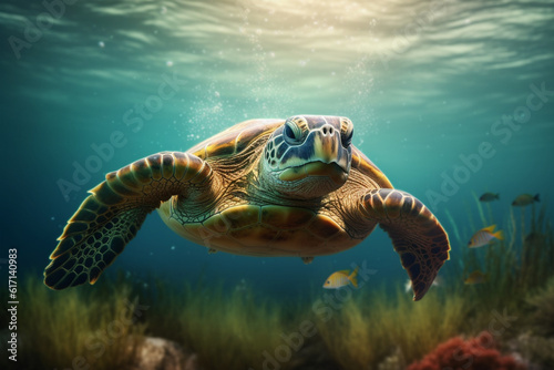 turtles swimming in the sea