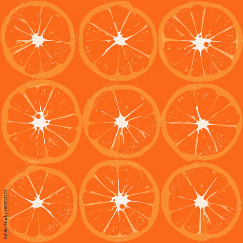 Tablou pe pânză Geometric Orange Slices Seamless Pattern in a Retro Style