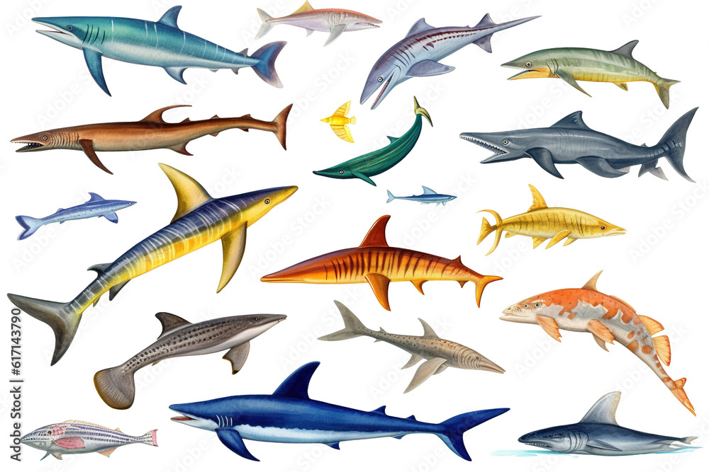 Obraz premium Playful Paintings fish. Transparent background. generative AI