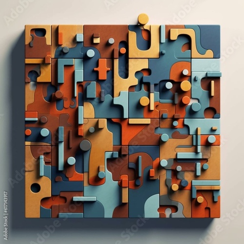 abstraktes Bild eines rechteckigen Puzzles mit unregelmäßigen Formen photo