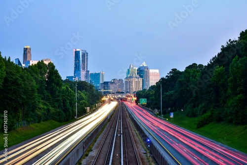 Sunset traffic In Buckhead Atlanta Georgia 