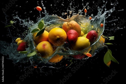 fruits in a splash