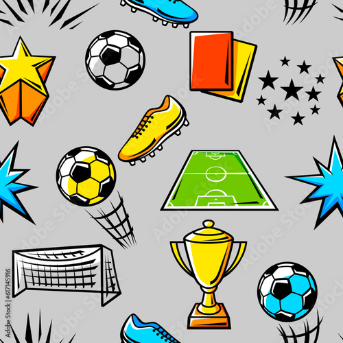 Pattern with soccer symbols. Football club illustration.