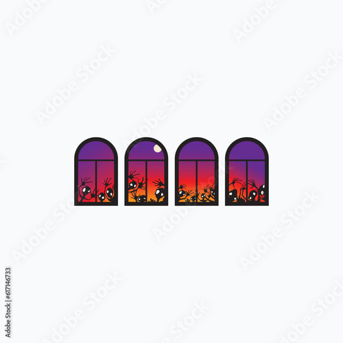
An illustration depicting a pattern of frightening ghosts. Halloween is coming. Vector illustration with a continuous strip of ghosts