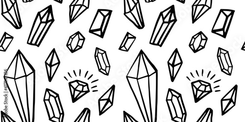 Cristal vector beautiful seamless pattern. Stylish mosaic graphic texture. Jewelry or semiprecious gem stones.