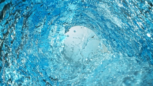 Texture of splashing water surface, tunnel shape.