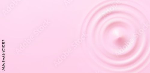 Milk beverage splash frame background. 3d yogurt wave border. Milky strawberry product package mockup. Pink sound impact effect top view. Vector circle liquid shampoo, cream or gel swirl round texture