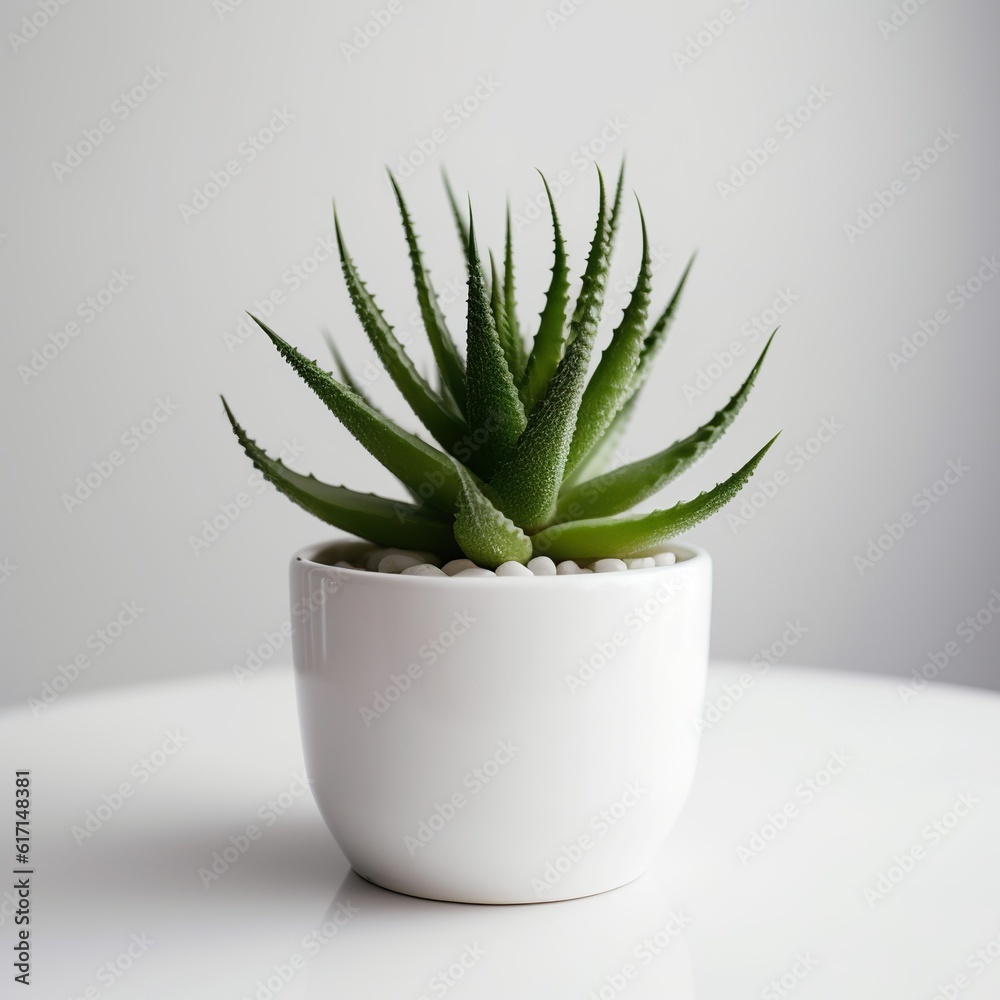 Serenity in Miniature: Minimalistic Succulent Plant in a White Bowl. Generative AI Serenity in Miniature: Minimalistic Succulent Plant in a White Bowl. Generative AI
