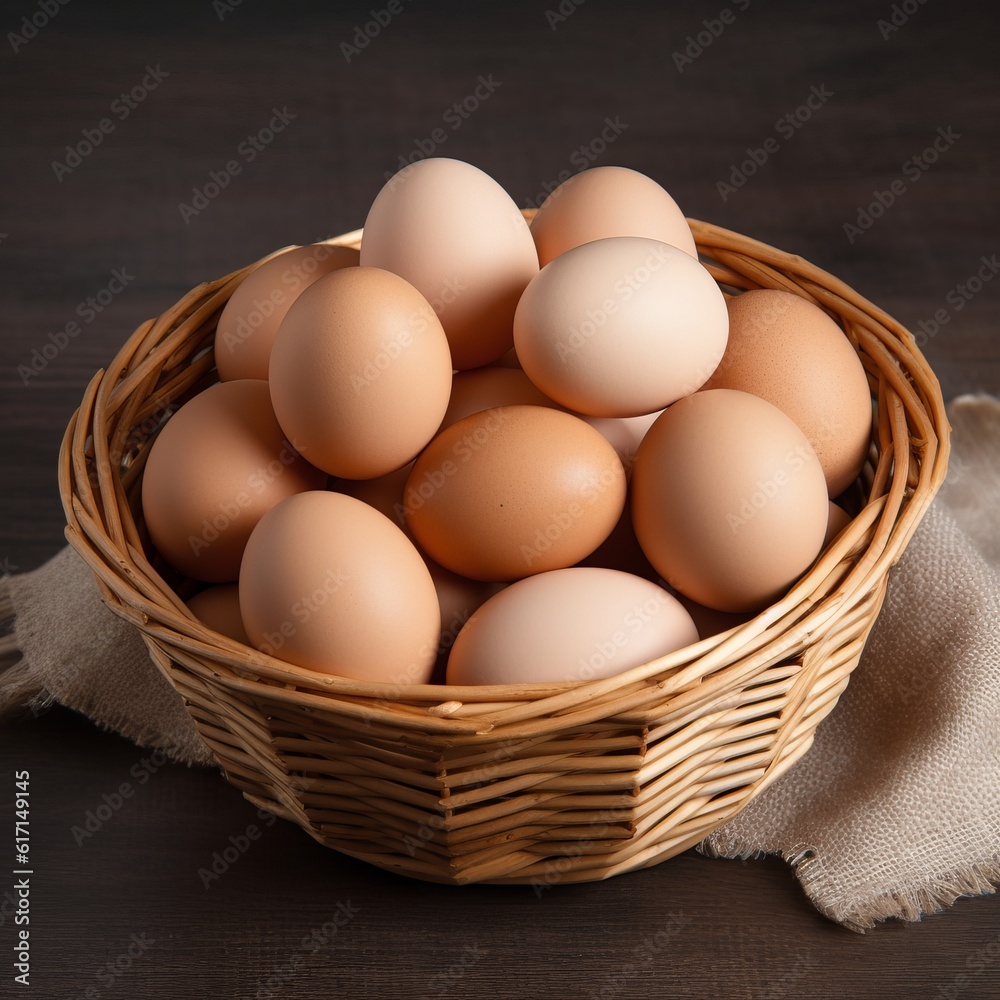 Homemade chicken eggs in hay and a wicker basket with feathers, chicken coop, high-protein dietary product, cooking ingredient Generative AI
Homemade chicken eggs in hay and a wicker basket with feathers, chicken coop, high-protein dietary product, cooking ingredient Generative AI