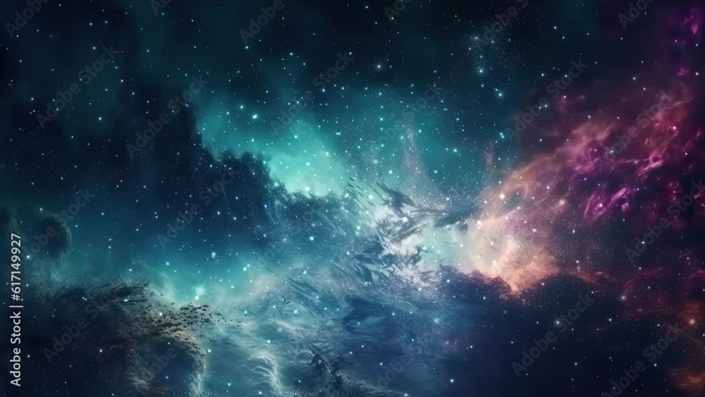 Galaxy and Nebula. Abstract space background. Endless universe with stars and galaxies in outer space. Cosmos art. Motion design.