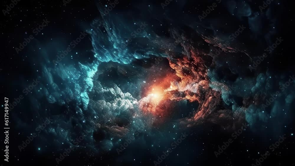 Galaxy and Nebula. Abstract space background. Endless universe with stars and galaxies in outer space. Cosmos art. Motion design.