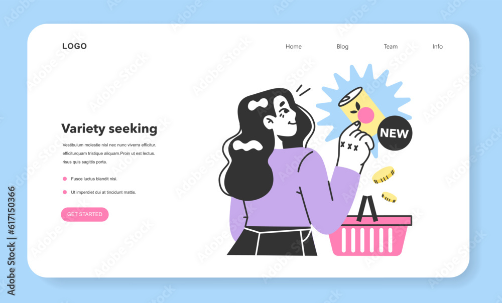 Variety-seeking consumer behavior web banner or landing page. Variety-seeking consumer behavior web banner or landing page.