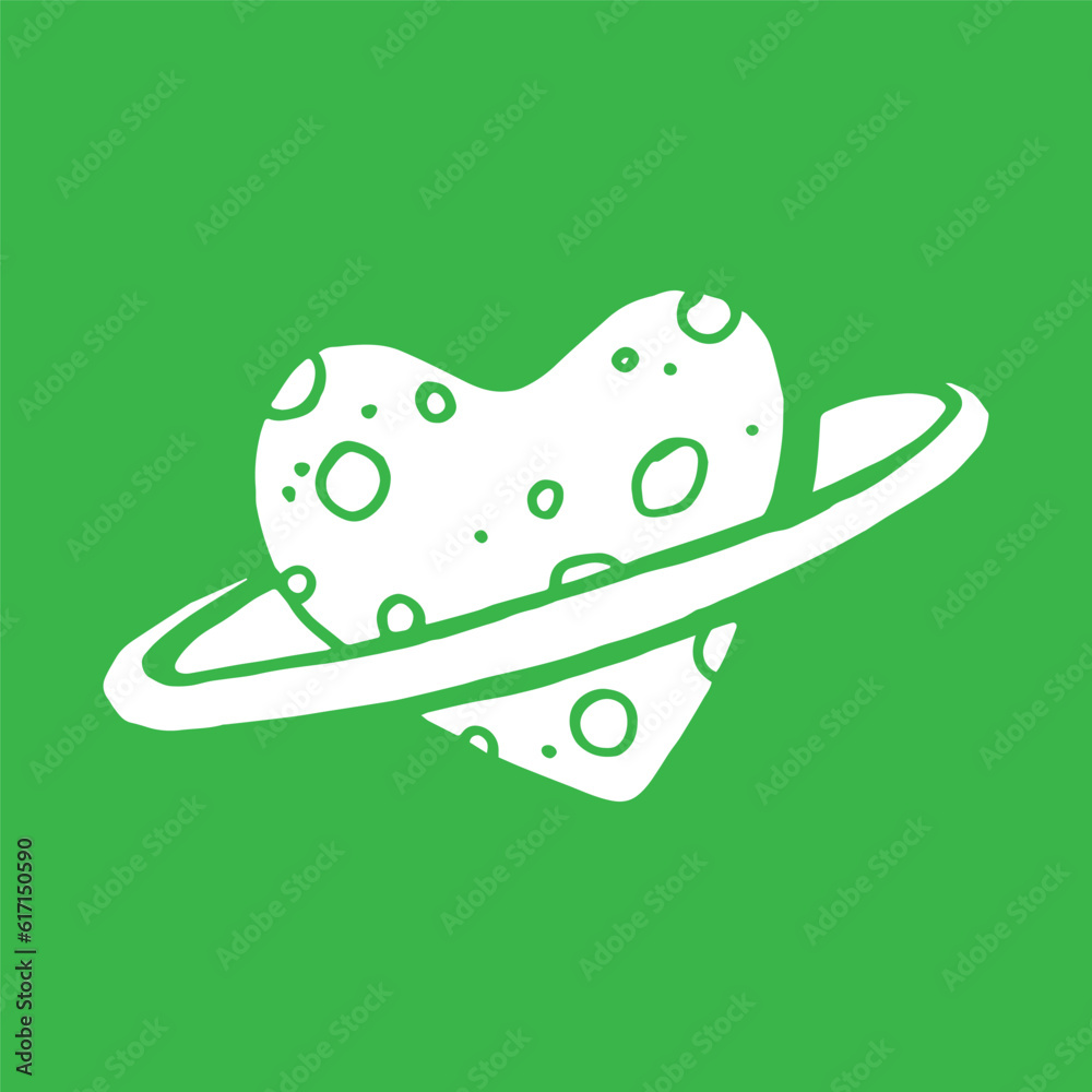 heart shaped planet illustration on green heart shaped planet illustration on green