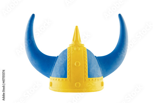 Swedish viking horned helmet isolated on white background with clipping path