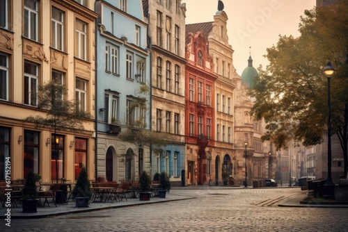 Old streets in European city, old town, Illustration AI Generative. © ArtCookStudio