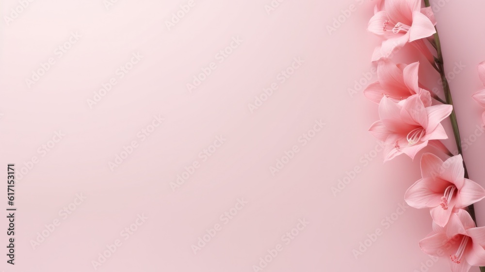 Gladioli minimalist background. Illustration AI Generative. Gladioli minimalist background. Illustration AI Generative.