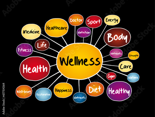 WELLNESS mind map, business concept for presentations and reports