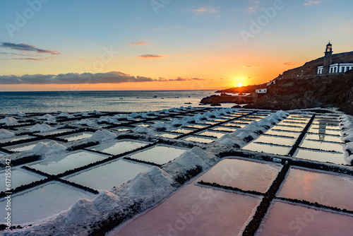 Bilde på lerret Sunset at the salt flats directly on the Atlantic coast