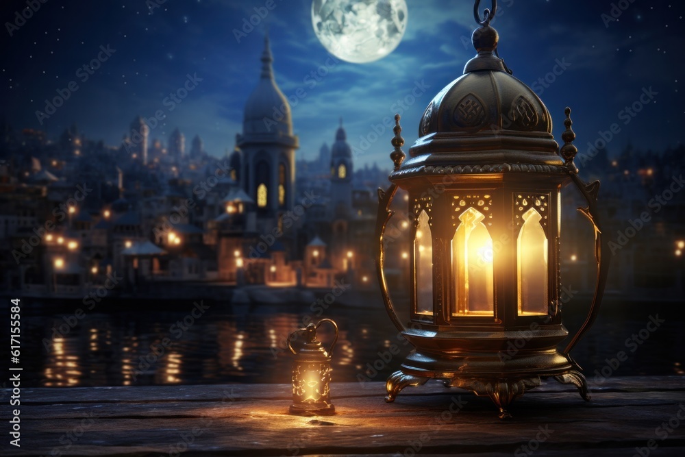 Ramadan background with lantern. Illustration AI Generative. Ramadan background with lantern. Illustration AI Generative.