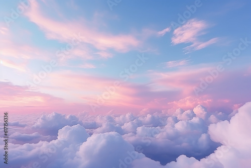 Clouds in the sky, aerial blue and pink clouds sky texture in the sky gradient © PixelGuru