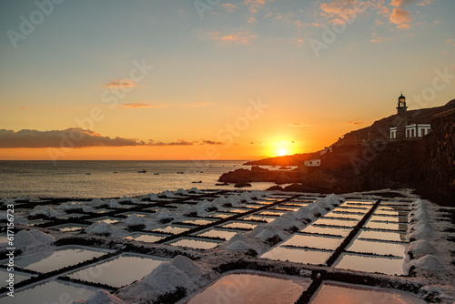 Wallpaper Mural Sunset at the salt flats directly on the Atlantic coast. The sea salt shines romantically in the light Torontodigital.ca