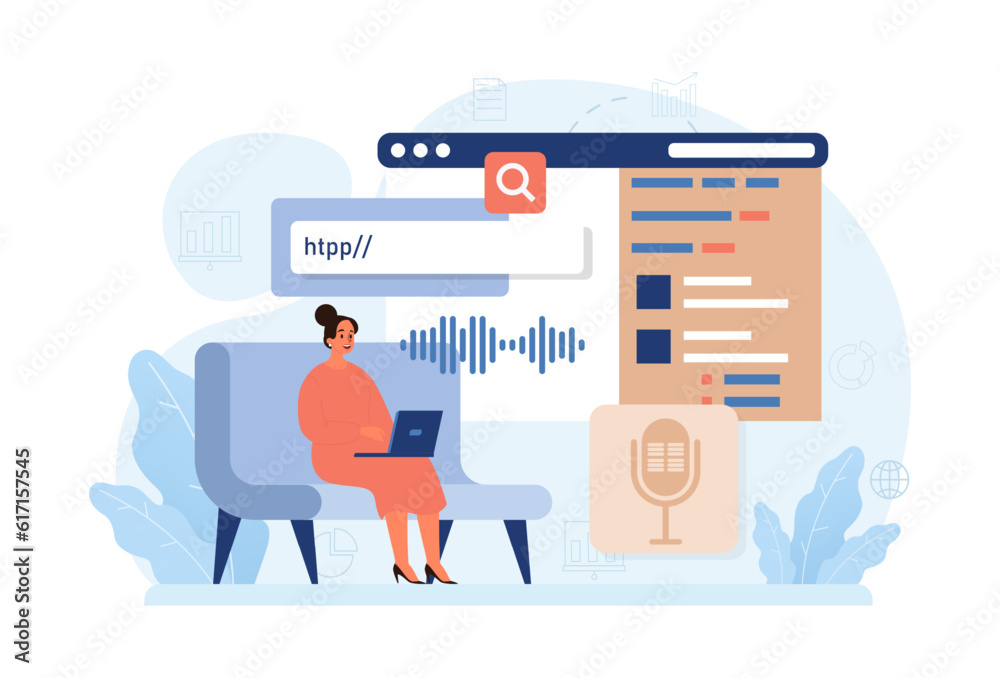 Voice search. Artificial intelligence virtual assistant. Character Voice search. Artificial intelligence virtual assistant. Character