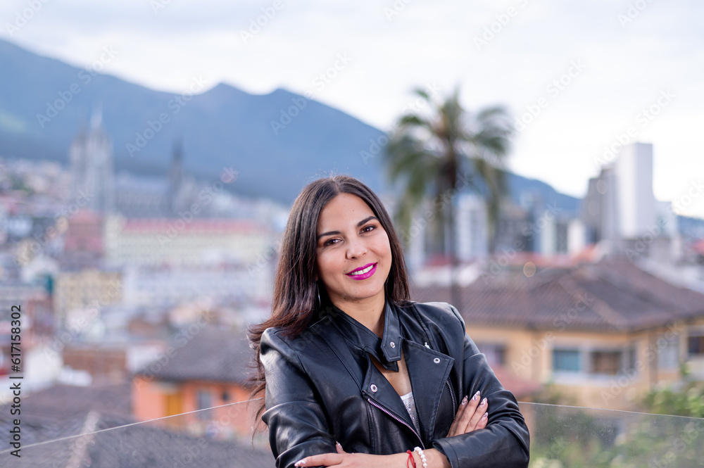 attractive girl posing in a rooftop restaurant attractive girl posing in a rooftop restaurant
