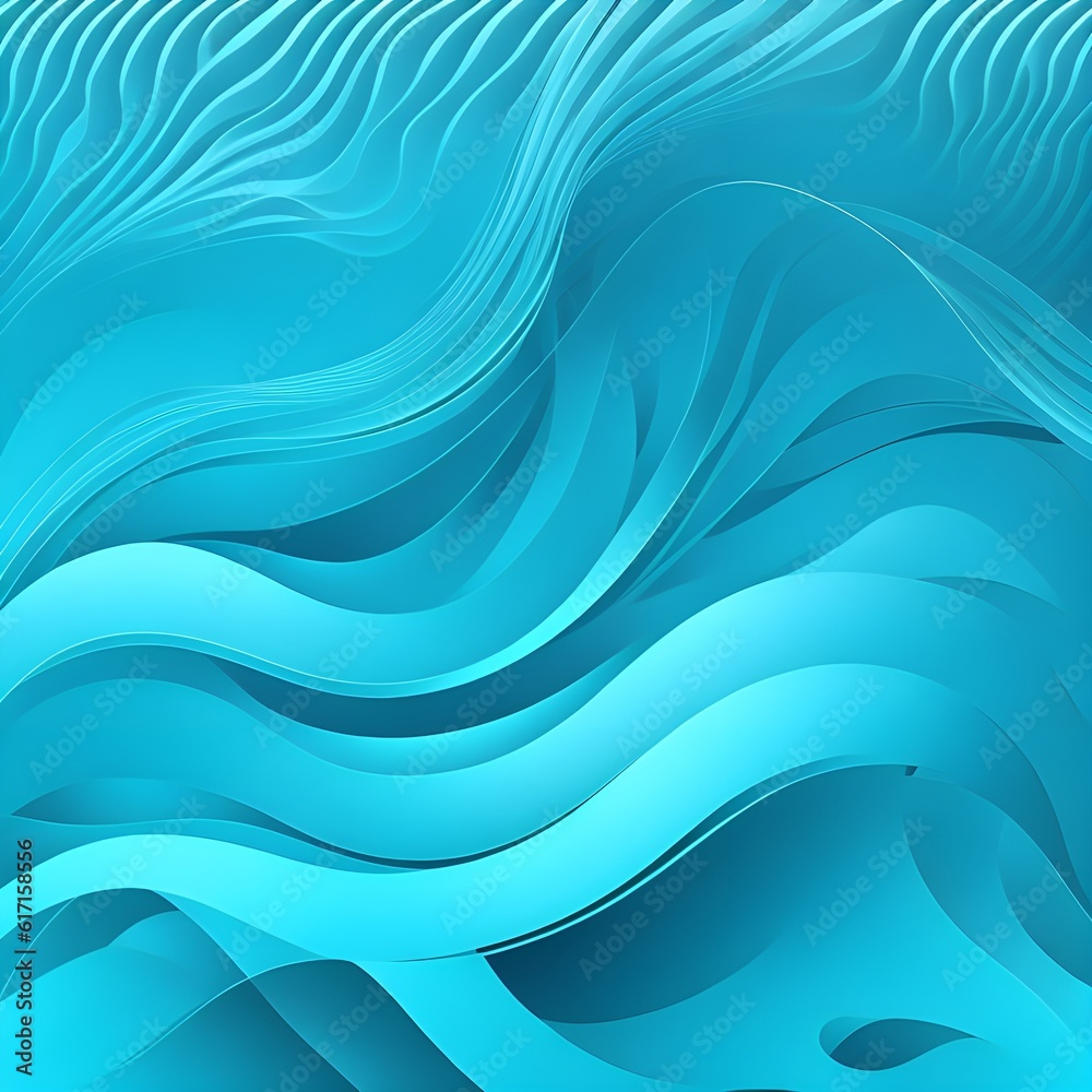 Graceful waves in shades of turquoise and aqua create a dynamic and soothing pattern, perfect as wall decor in relaxing places. Graceful waves in shades of turquoise and aqua create a dynamic and soothing pattern, perfect as wall decor in relaxing places.