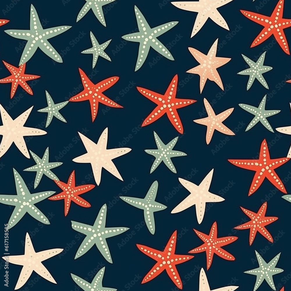 A Continuous Repeating Tile Pattern of Minimal Starfish Design | Generative AI A Continuous Repeating Tile Pattern of Minimal Starfish Design | Generative AI