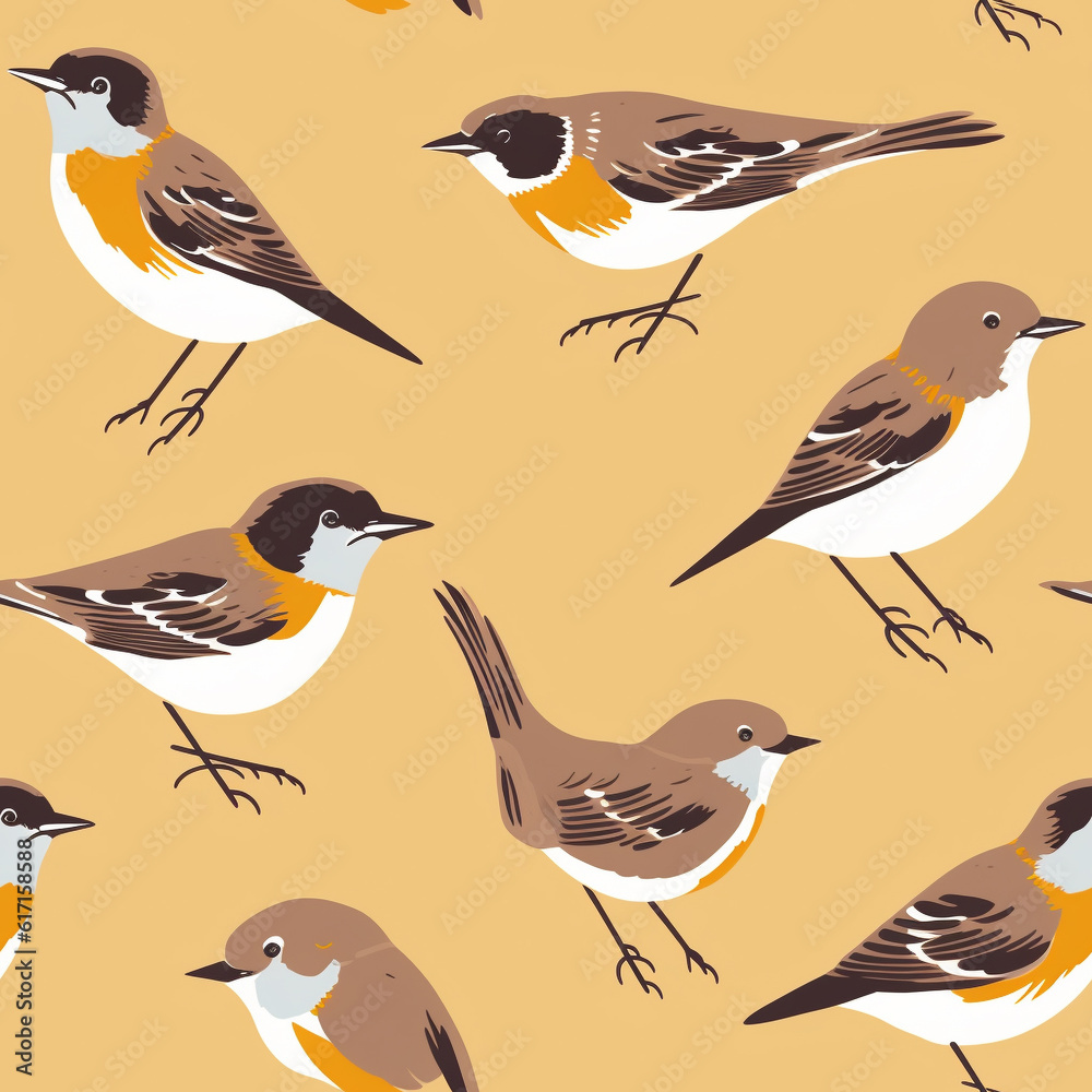 A Continuous Repeating Tile Pattern of Minimal Sparrows Design | Generative AI A Continuous Repeating Tile Pattern of Minimal Sparrows Design | Generative AI