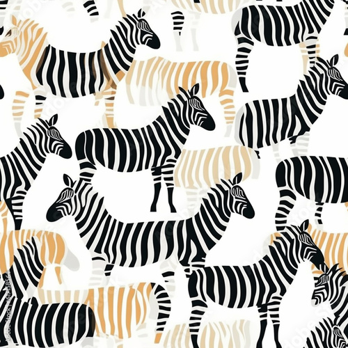A Continuous Repeating Tile Pattern of Minimal Zebras Design   Generative AI