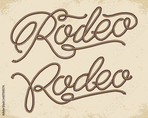 Rodeo rope vintage lettering colorful