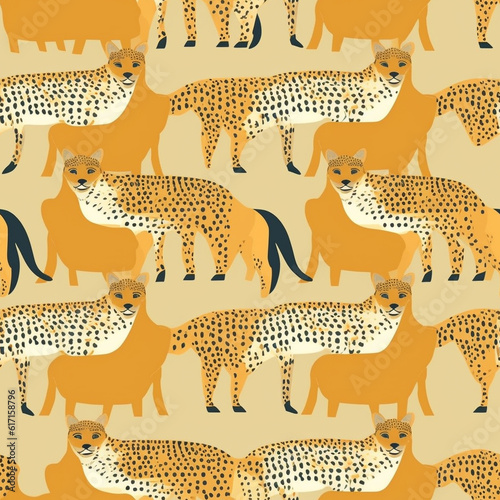 A Continuous Repeating Tile Pattern of Minimal Cheetahs Design | Generative AI