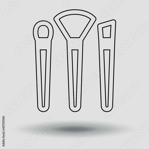 Makeup brush icon . Fine line. Vector on gray background